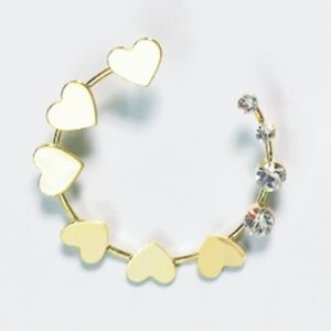 Gold Heart Hoop Earring with Rhinestone Accent